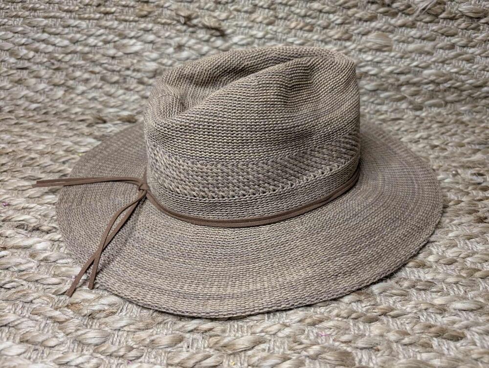 Brown Marled Fedora Hat Packable OSFM Recycled Fibers One Size
